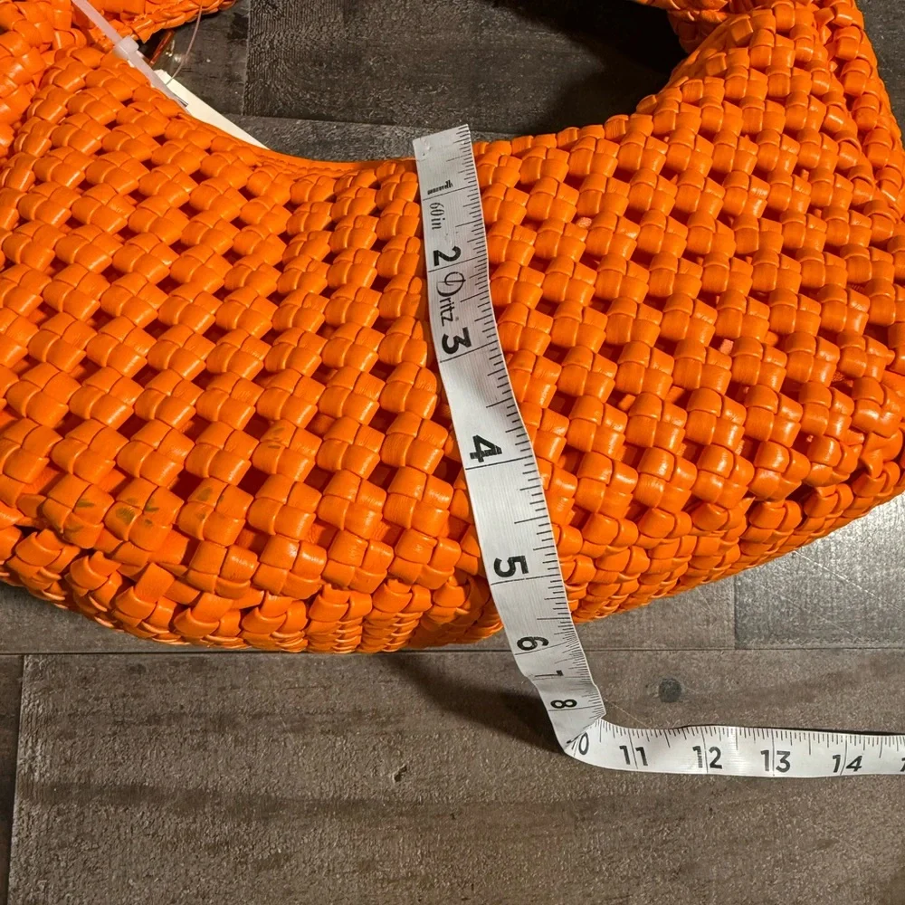 Anthropologie Orange‎ Woven Hobo Bag | Faux Leather | NWT